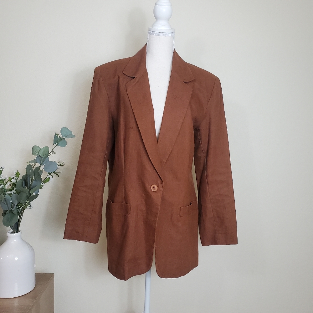 Partners rustic burnt orange blazer! Linen and cotton blend! Size Large.